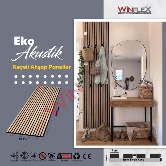 Eko Keçeli Ahşap Duvar Paneli-(Safir)-15 Cm