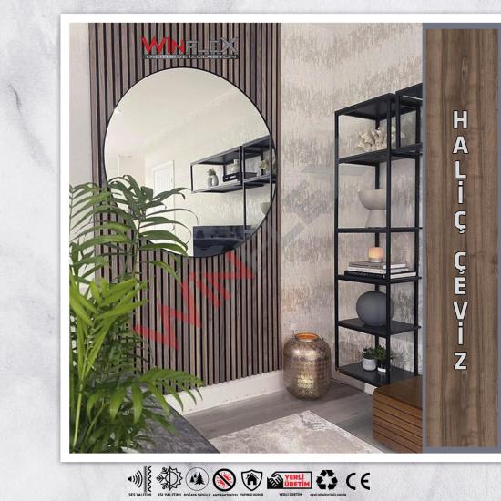 Keçeli Dekoratif Ahşap Paneli-(Haliç Ceviz)-15 Cm